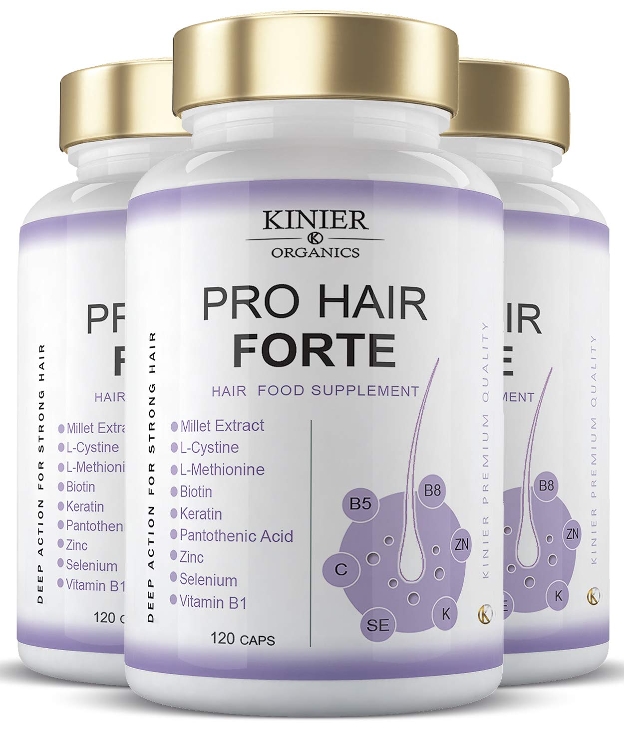 PRO-HAIR FORTE - Potente Integratore per Capelli, Unghie e Pelle | Multi-nutriente - Azione Visibile |120 Capsule - Capelli Sani, Forti e Lucenti