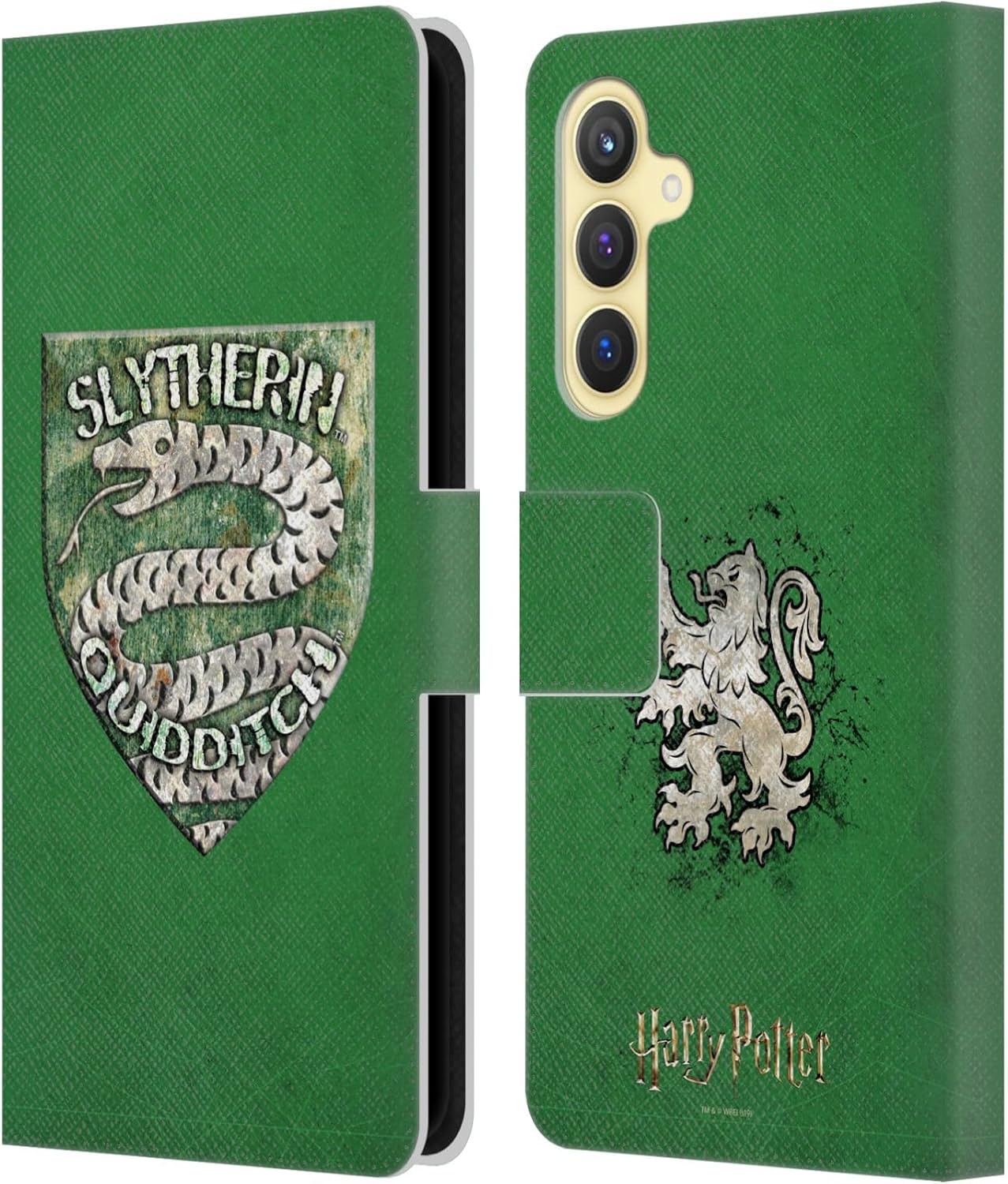 Head Case Designs Officially Licensed Harry Potter Slytherin Quidditch Badge Prisoner of Azkaban V Leather Wallet Case Compatible with Samsung Galaxy S23 FE 5G