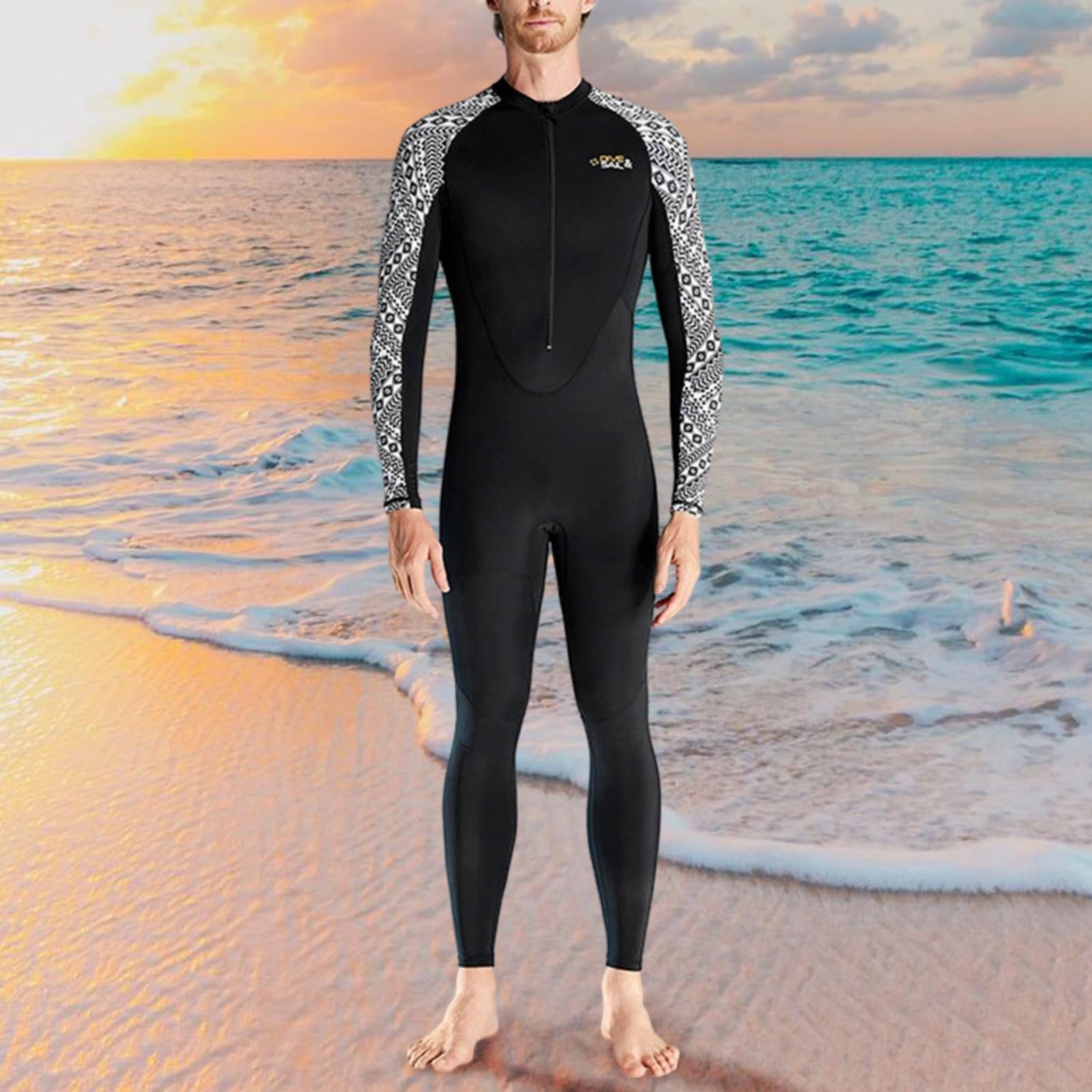 Traje de Surf Hombre Una Pieza Piscina Traje de Buceo Completo Hombre Ajustado Talla Grande Natacion Manga Larga Cremallera Playa Wetsuit para Surf Deportivo