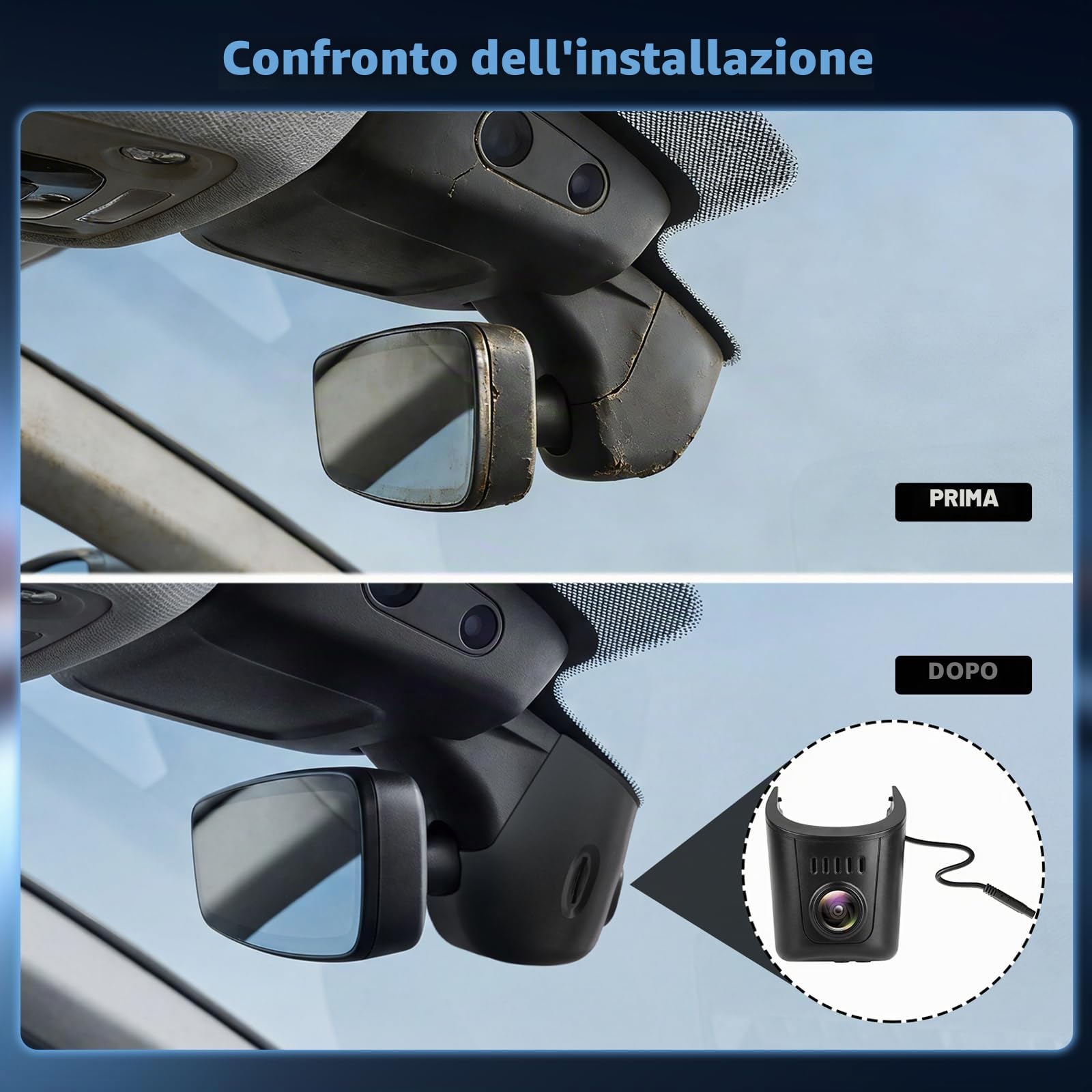 Dashcam Per Audi 2019-2026, Audi A4/A6 Allroad/A3 A5 Q5 S4 S6 Q7 A8 S8 TT A7 S5 Q3 S3 S7 RS3 RS5 RS6 E-tron DashCam 4K con WiFi di Qualità OEM, App Controllo, Funzione di Visione Notturna, Sensore G