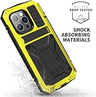 Vista 2 de Funda de metal para iPhone 14 5G con función atril, protector de pantalla integrado, funda de cámara resistente y militar, duradera, cuerpo