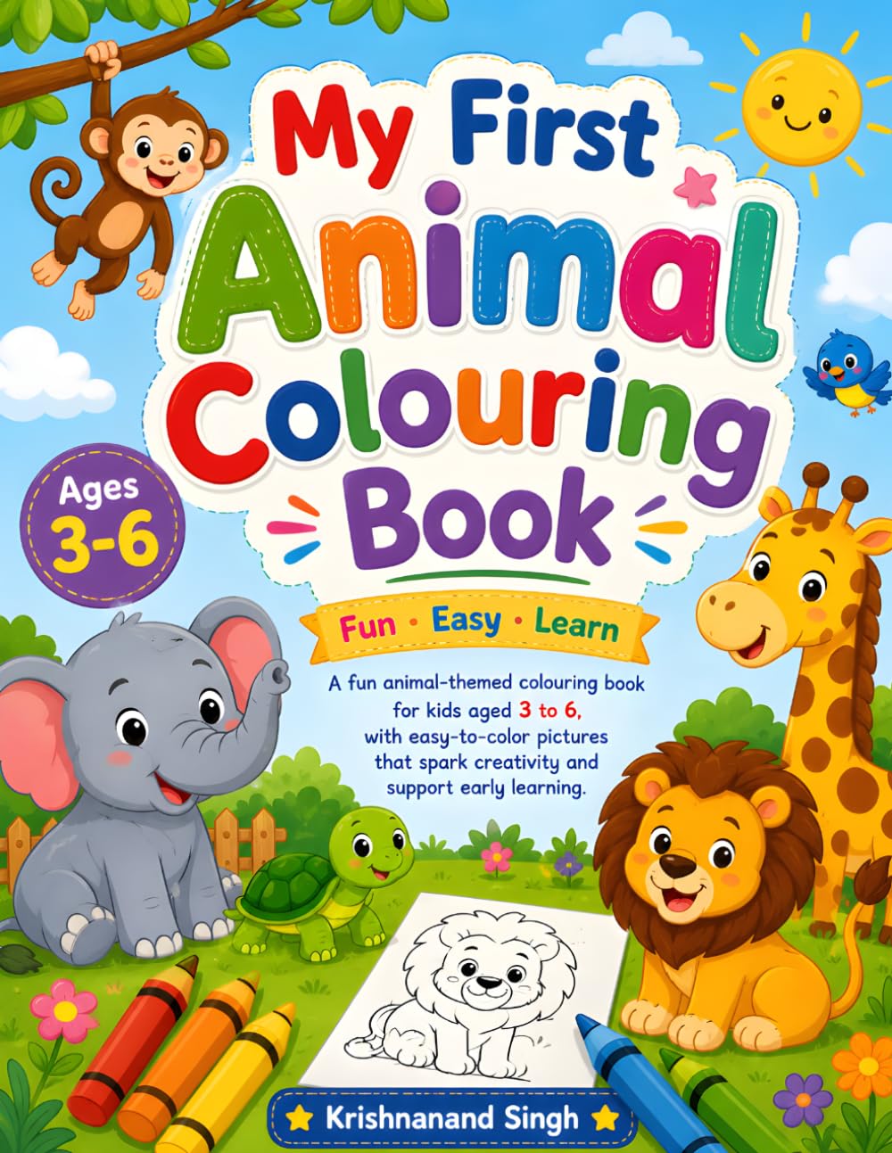 Adorable Animals Coluring Book for Kids Ages 3-6: Fun & Cute Animal Illustrations for Toddlers and Preschoolers — Big Bold Designs for Little Hands