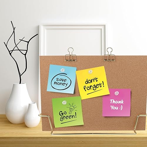 Miniatura 8 de TOYANDONA Tablero de anuncios de corcho con soporte de metal, pin de madera, tablero de notas de escritorio para oficina en casa (base dorada)