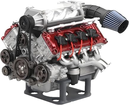 Mini V8 Engine Kit Run - V8 Engine Model Kit, Cison Engine MAD Miniature RC Engine Kit Adult Buildable DIY Plastic Model Car AX90104 SCX10II Capra VS4-10 Pro/Ultra