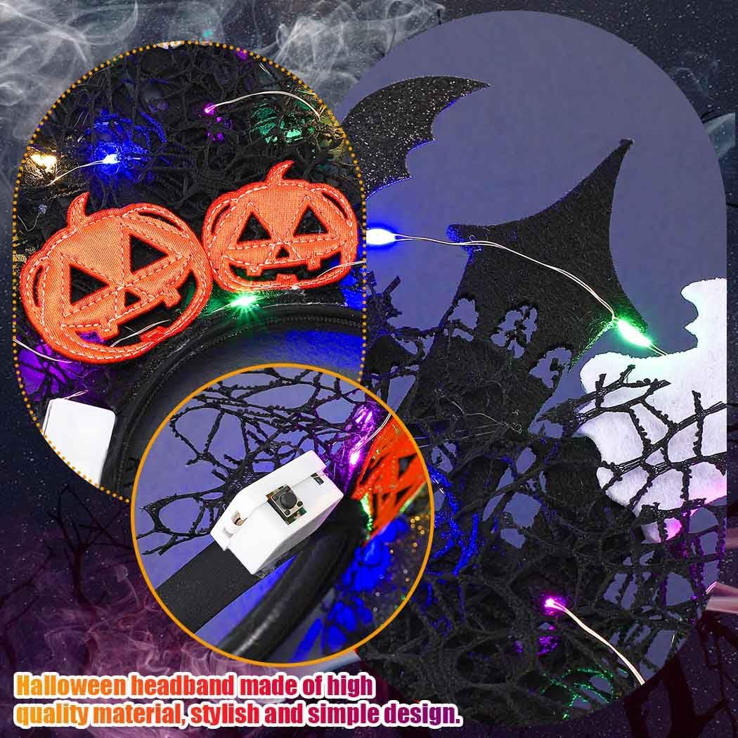 GORTIN Halloween Light up Headband Black Bat Hairband Gohtic Glowing Headpieces LED Halloween Costume Headwear Masquerade Cosplay Rsve Hair Accessories for Women - Image 6