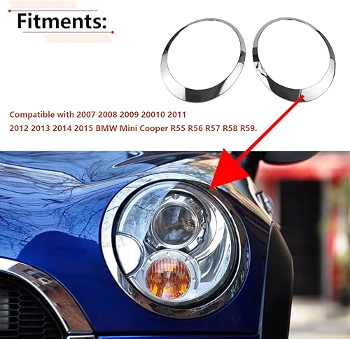 Miniatura 2 de RLB-HILON Anillo de ajuste para faros delanteros compatible con MINI Cooper R55 R56 R57 R58 R59 2007 2008 2009 2010 2011 2012 2013 2014 2015 Año, 1
