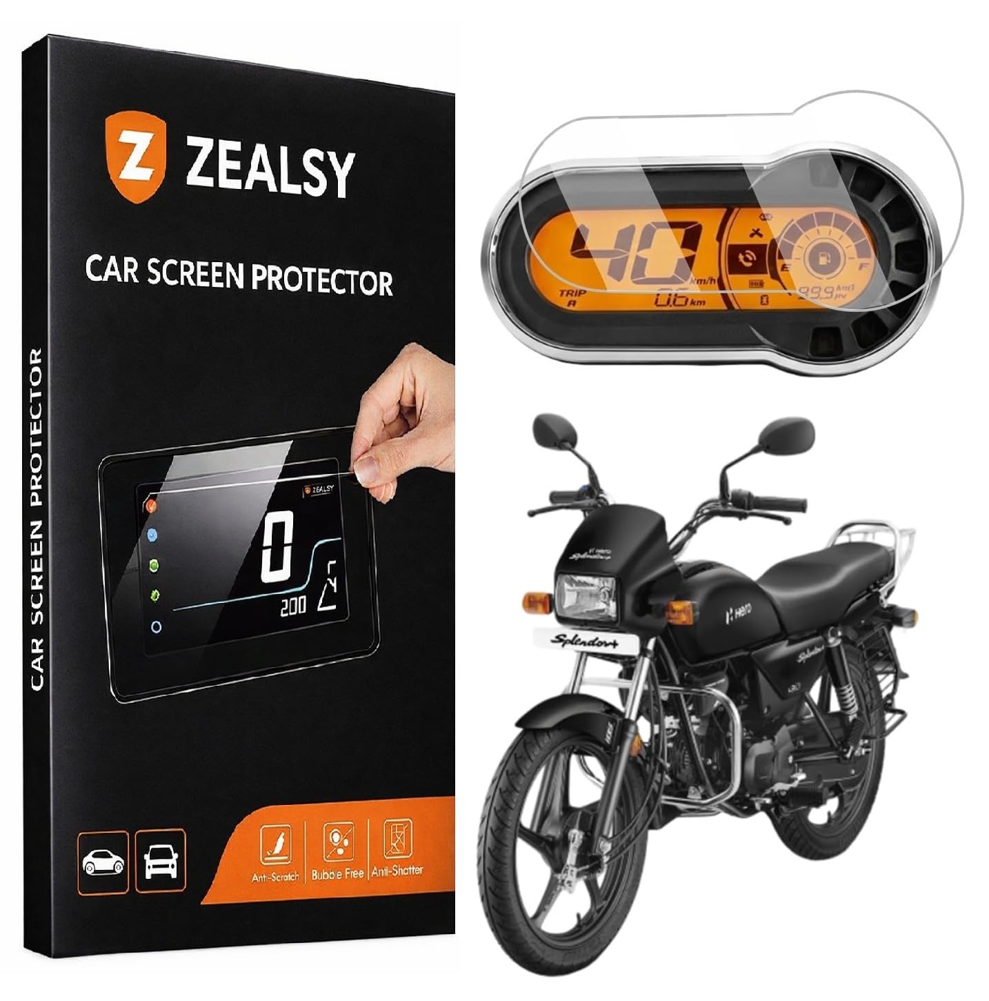 Hero Splendor Plus Xtec Bs6 Screen Guard Protector Accessories Motorcycle Digital Console - Clear-image-47