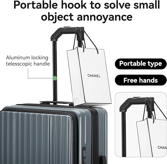 ROAMING 26 Inch Top Opening Checked luggage Expandable With Spinner Wheel | Polycarbonate Hardshell Suitcase Cup holder,TSA lock,YKK Zippers,Sturdy handle (holds heavy loads).For Travel & school.Grey
