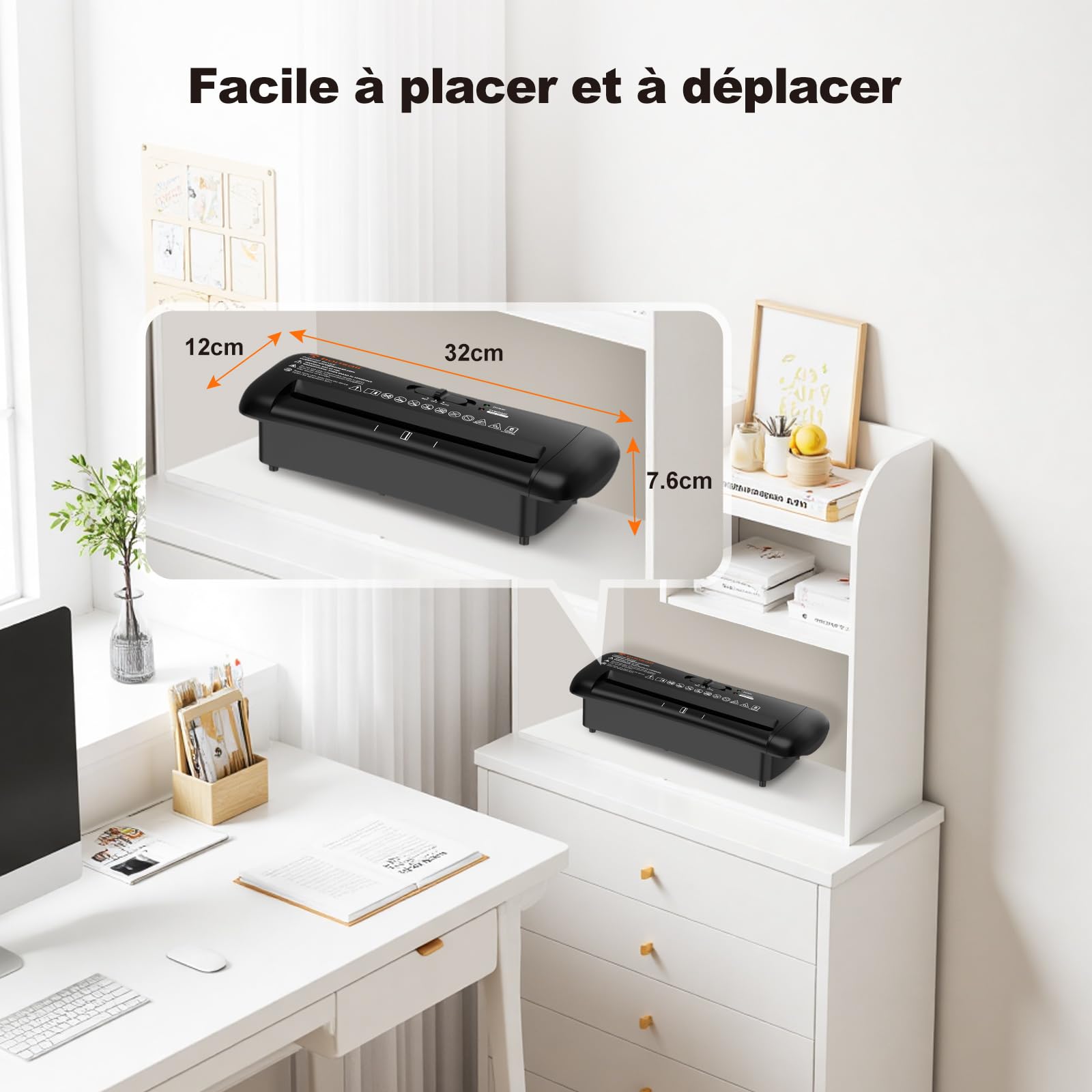 Bonsaii Destructeur de Documents 6 Feuilles Coupe en Bande 6mm S119-A