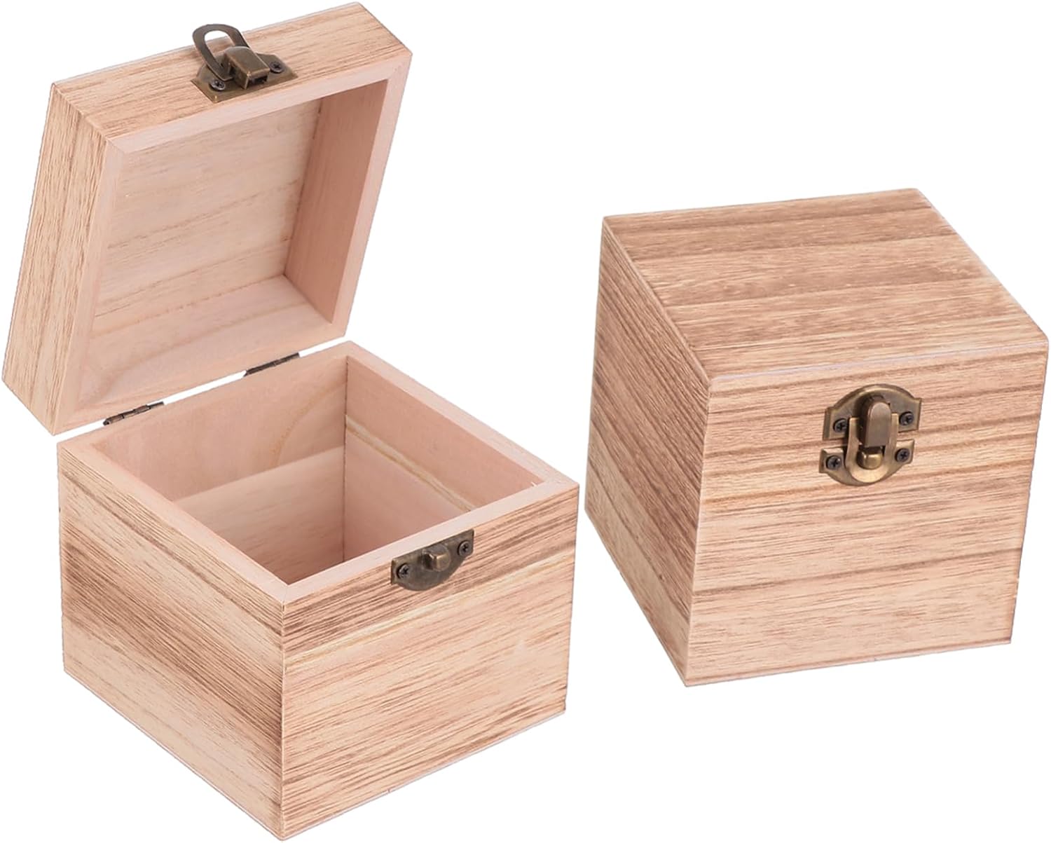 BATHVEVE Vintage Wood Gift Box Storage Box for Packing 2 Pcs Xmas