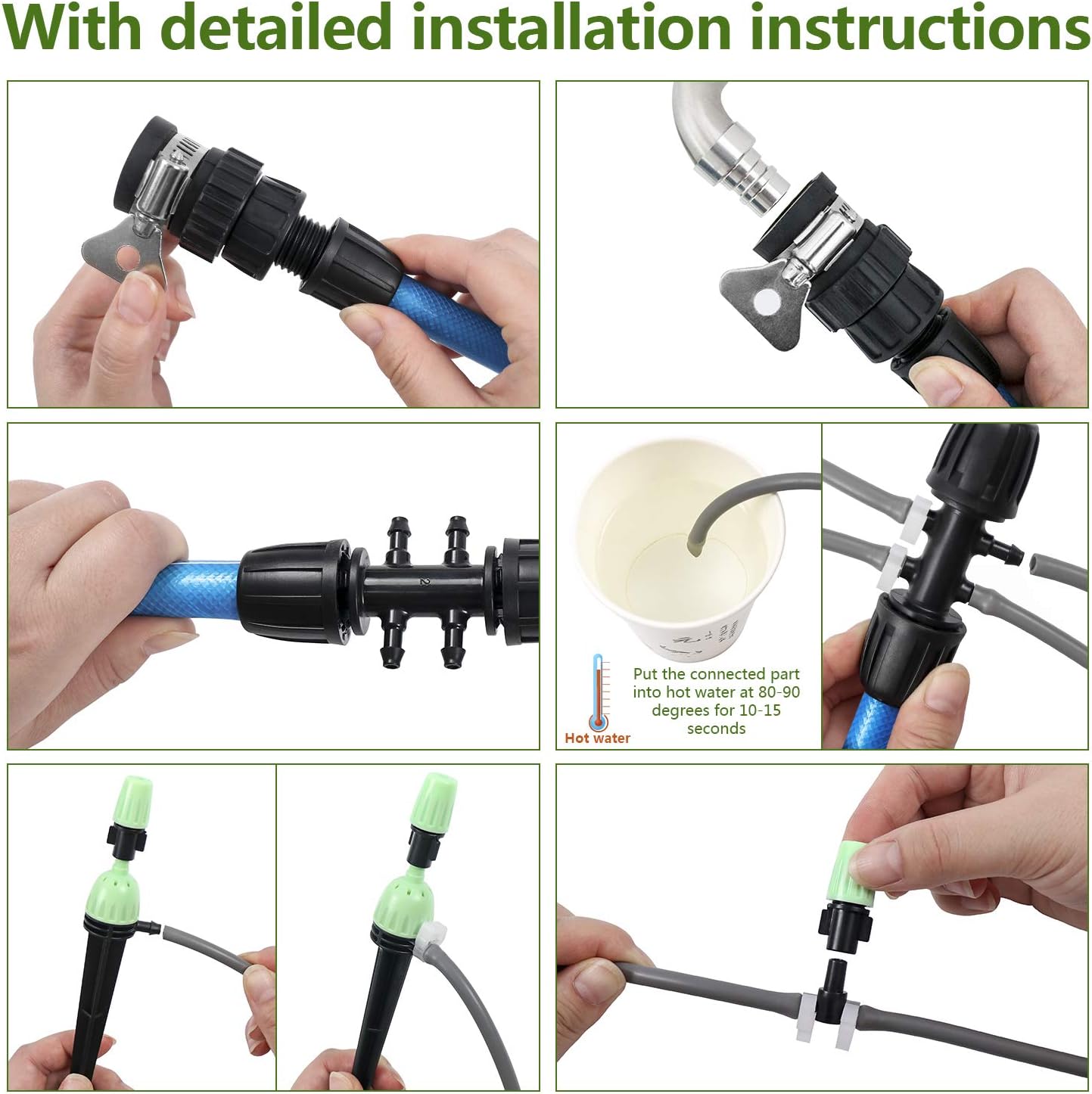 YINDUDU Drip Irrigation Kit Garden Greenhouse Micro Irrigation System Blank Distribution Tubing Hose Nozzle Sprinkler Sprayer Plant Watering Misting Cooling Flower Bed Patio Lawn (66Ft+13Ft Main) : Patio, Lawn & Garden