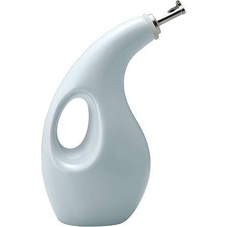 Rachael Ray Solid Glaze Ceramics EVOO Olive Oil Bottle Dispenser with Spout, 24 Ounce, Sky Blue