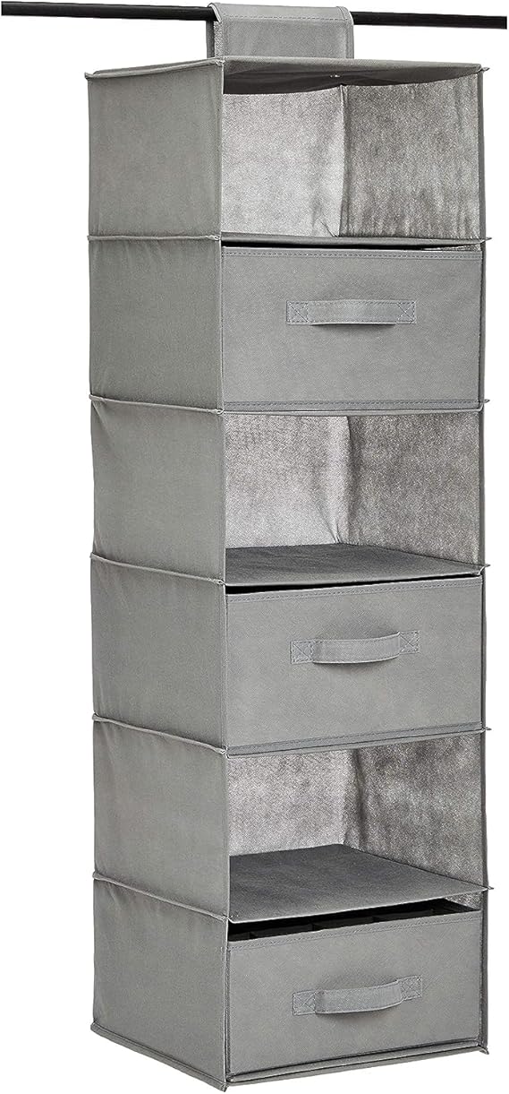 Amazon Basics 6-Tier Hanging Shelf Closet Storage Organizer with ...