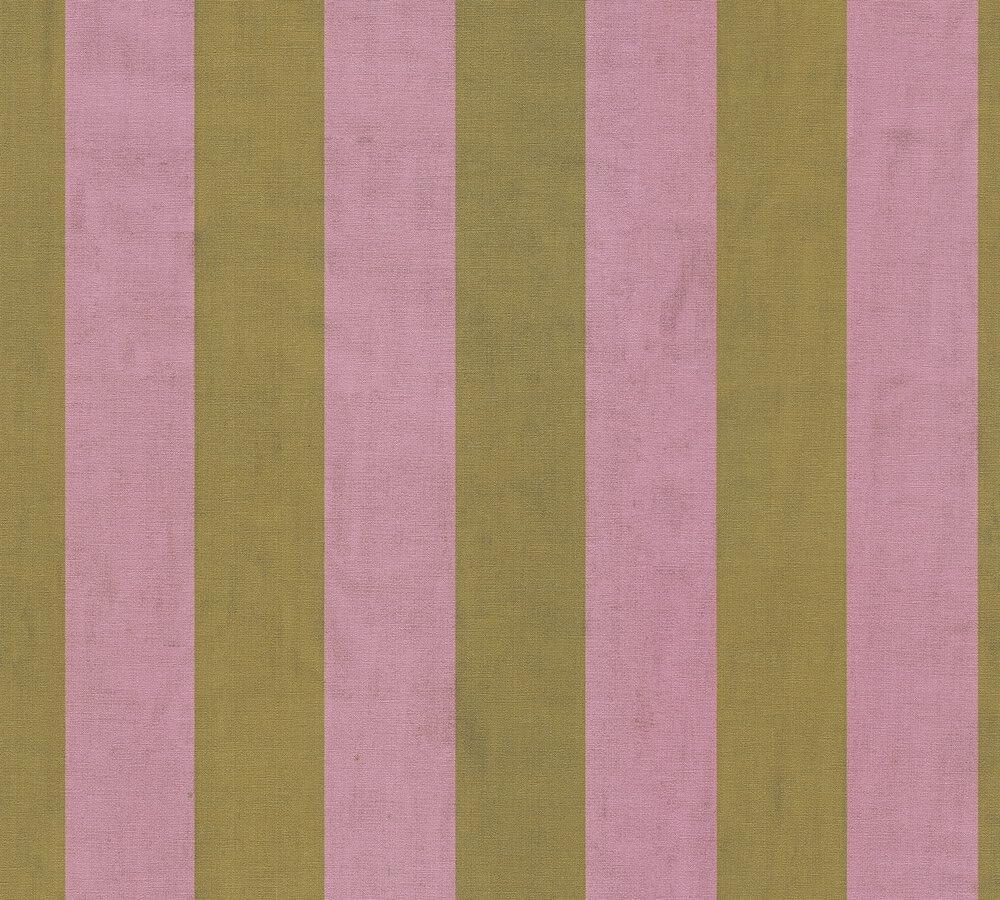 Livingwalls Anna D'Andrea 782261 Non-Woven Wallpaper Stripes 10.05 m x 0.53 m Green Pink Wallpaper Block Stripes
