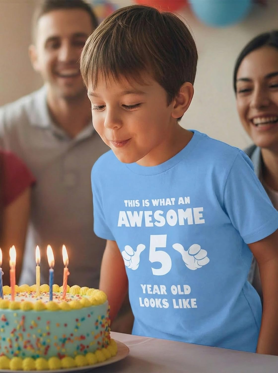 Tstars 5th Birthday Shirt for Boys and Girls - Fun 'This is What an Awesome 5 Year Old Looks Like' Kids Tee