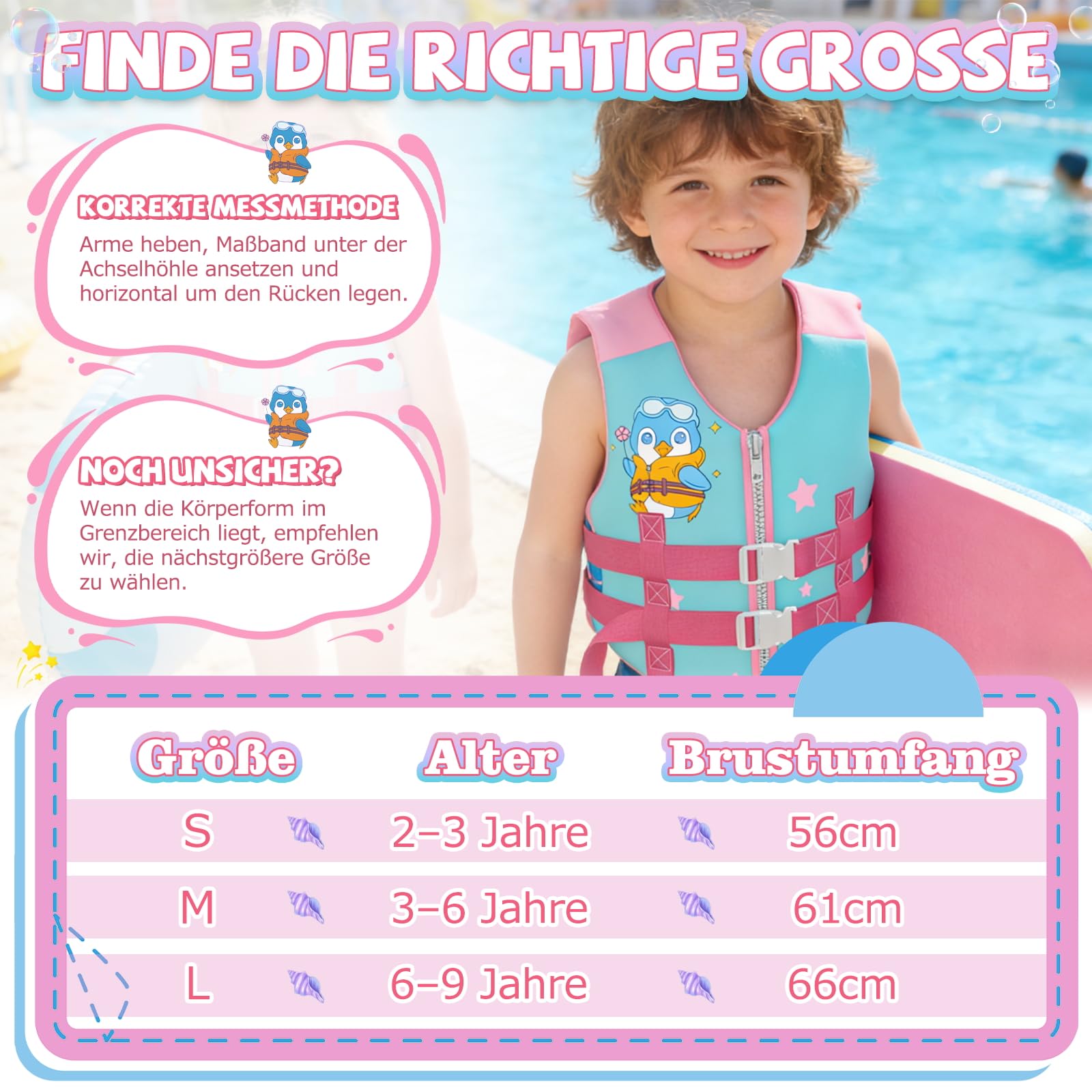 Schwimmweste Kinder 2-9 Jahre - Auftriebsweste Kinder Schwimmweste zum Schwimmen Lernen, Moderne Schwimmhilfe für Jungen, Mädchen und Kleinkinder, TÜV Geprüfte EN 13138-1:2021