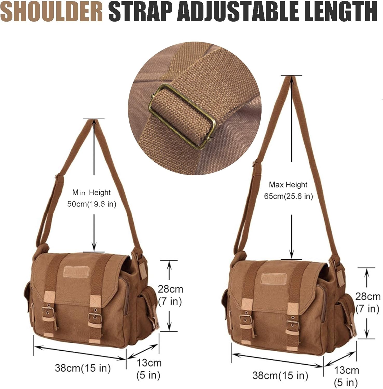 Black Friday - 70% OFF Cwatcun Camera Case Canvas Shoulder Bag with detachable insert Case Shockproof Camera Messenger Bag for Canon Sony Nikon DSLR/SLR, Mirrorless Camera Bag with Tripod Holder for Men Women (Color:Brown)