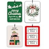 Christmas Car Air Fresheners 4 Pcs, Cute Retro Holiday North Pole Gift Cat Wreath Hanging Air Freshener Set, Festive Scented Car Accessories for Women, Xmas Gift & Stocking Stuffer for Holiday Season
