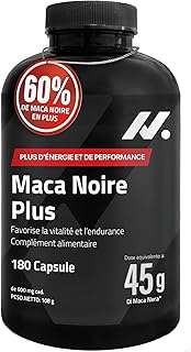 Maca Plus – Testosterone Homme – 45.000 mg Équivalents de Maca Noire (Extrait 100:1), Arginine, Taurine, Vitamine B6 – 180 Gélules. Végan, Sans Gluten ni Lactose. Énergie, Vitalité, Sommeil Réparateur
