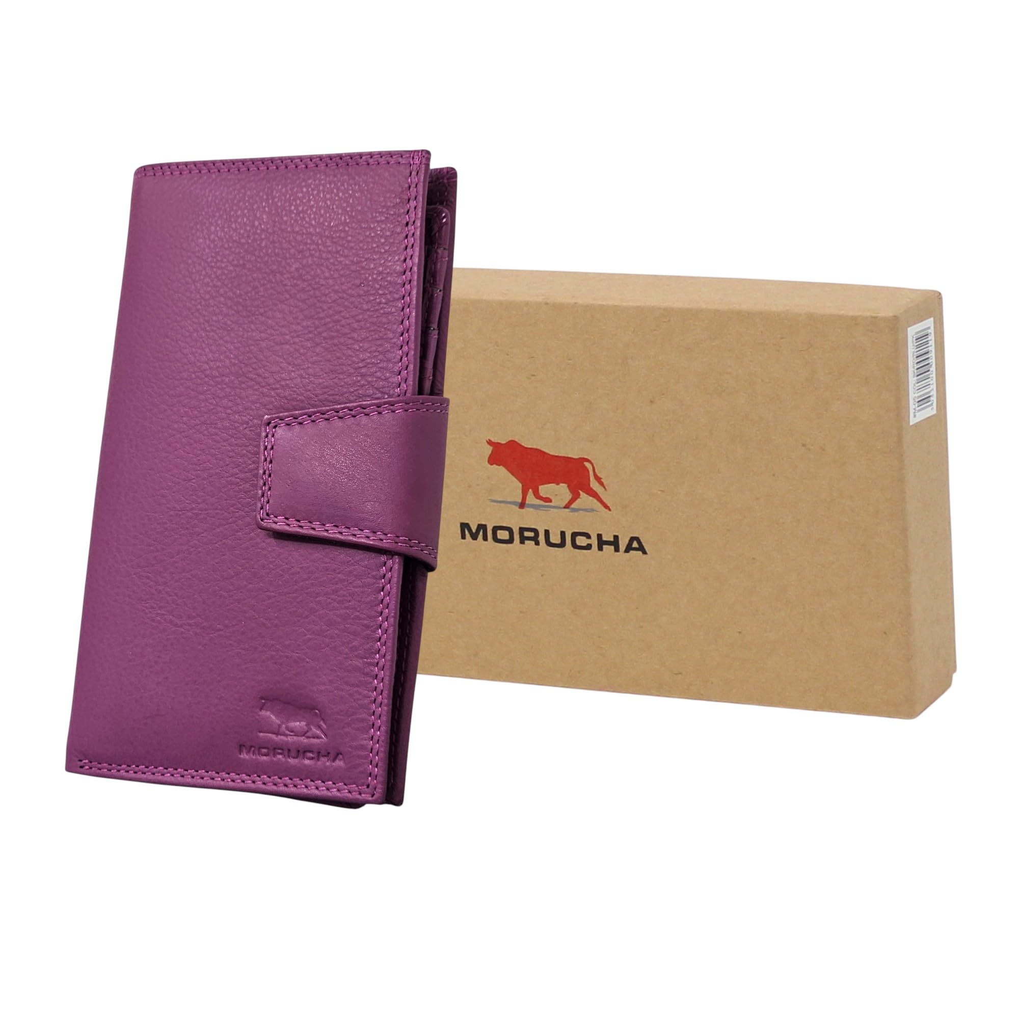 MORUCHA Women's Genuine Leather Clutch Wallet - RFID Blocking, High Capacity - 9.5cm X 17cm X 3cm - Fuchsia - View #6