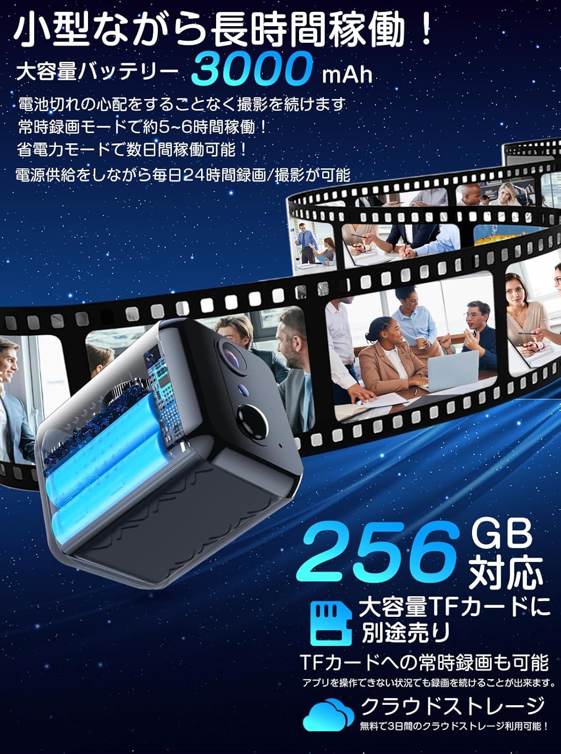 QZT S6 Mini WiFi Security Camera with large battery capacity and long recording time