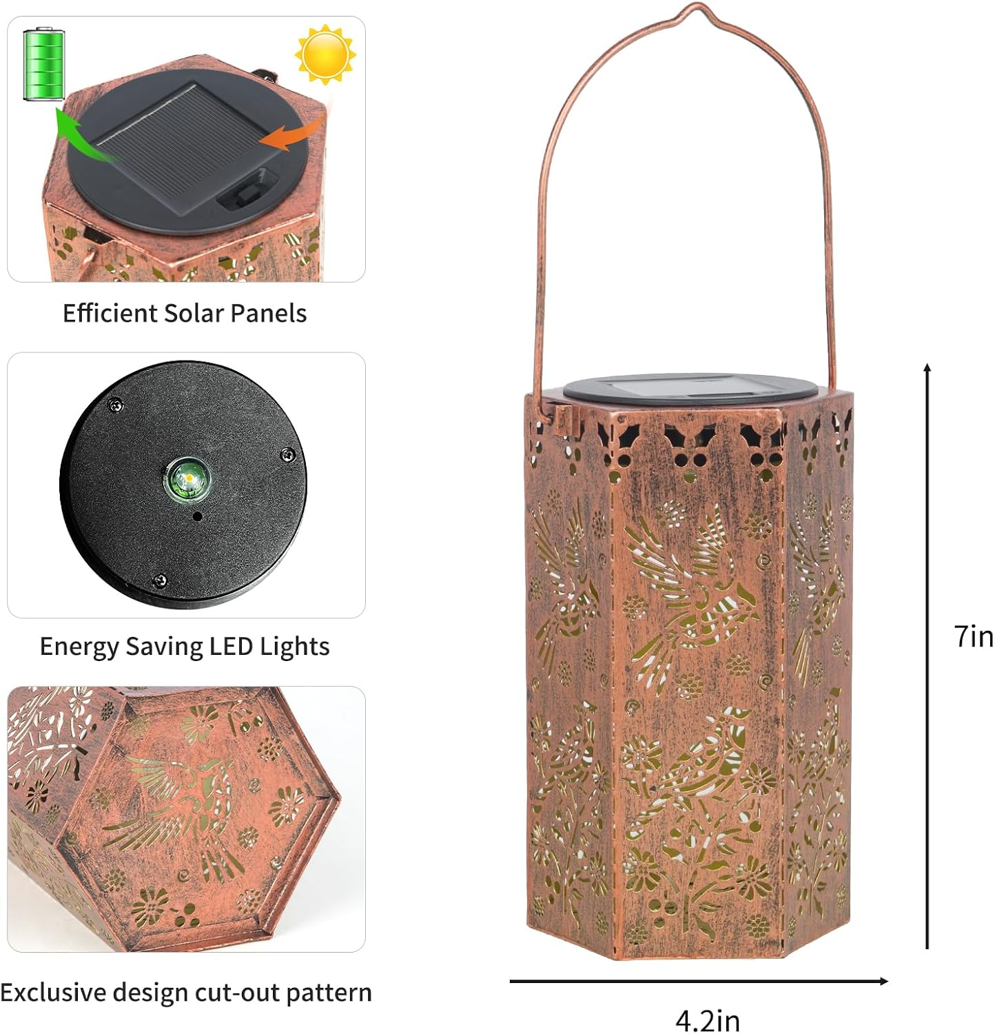 Outdoor Solar Lanterns Cardinal Bird Gift for Women/Mom/Grandma/Sister,Solar Lanterns Outdoor Waterproof Butterfly, Garden Decor,Christmas,Mother's Day,Thanksgiving Gifts,Hummingbird Decoration