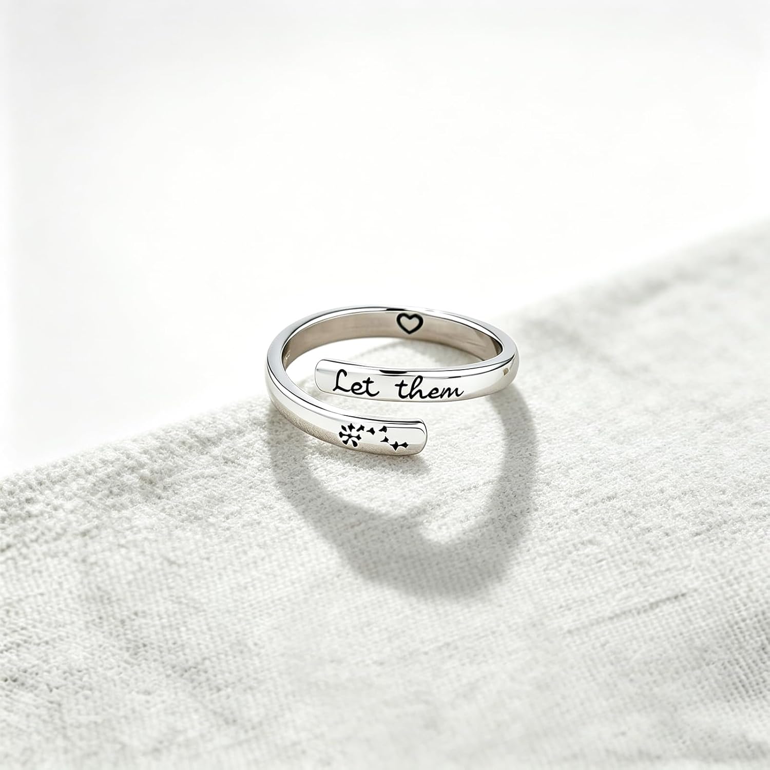 925 Sterling Silver Inspirational Rings for Women Hope Rings Encouragement Jewelry (Let them)