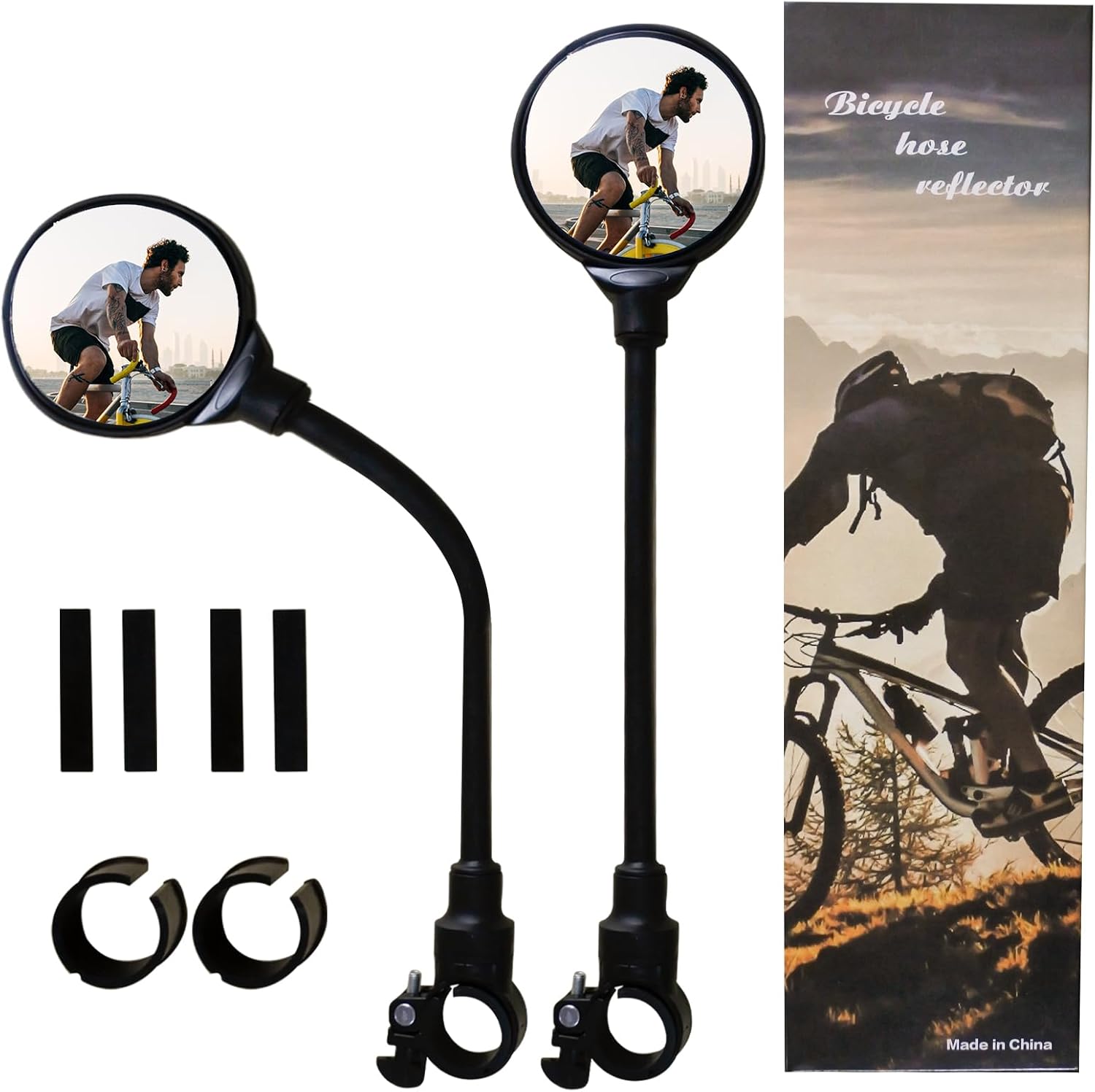 Bike Mirror, Bike Rearview Mirror Handlebar Convex Rear View Mirror Adjustable Rotatable Scratch Resistant Shockproof Safety Mirror Universal for Mountain Road Bike Bicycle E-bike Motorcycle(2PCS)
