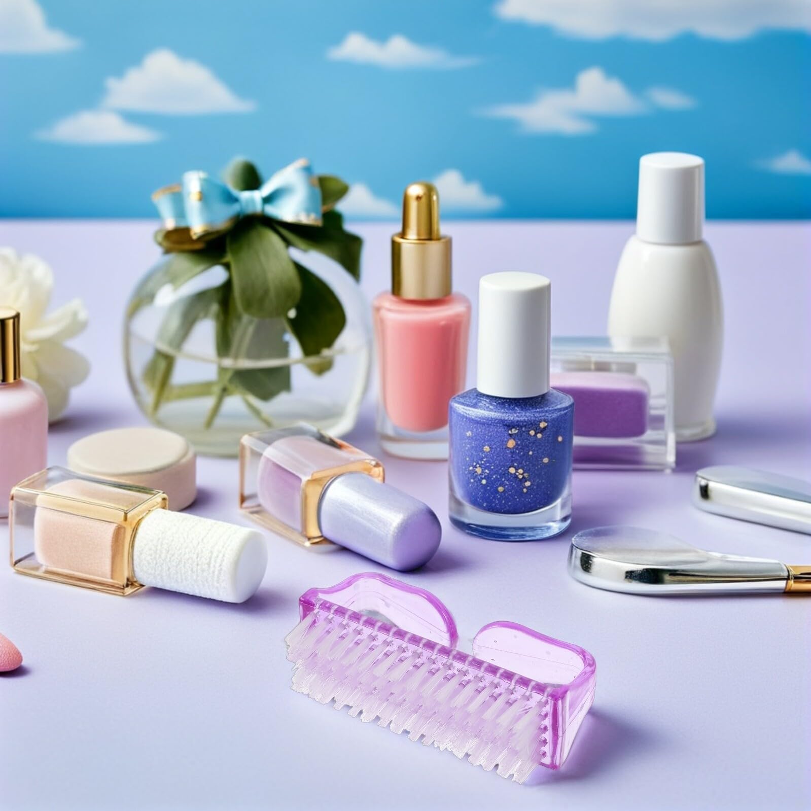 20 Cepillos para Uñas de Plástico Morados, Cepillos Suaves para Limpiar Polvo y Residuos, Tamaño Pequeño Portátil para Manicura y Pedicura Profesional y Doméstica