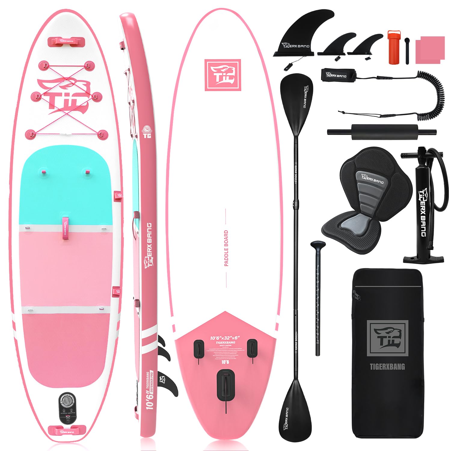 TIGERXBANG Stand Up Paddle Boards 10'6'' x 32'' x 6''丨10' x 31'' x 6'' with Premium SUP Board Accessories, Inflatable Paddle Boards for Adults/Kids Stand Up PaddleBoarding