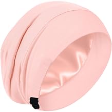 100% Mulberry Silk Lined Sleep Cap, Real Silk Bonnet for Sleeping Women