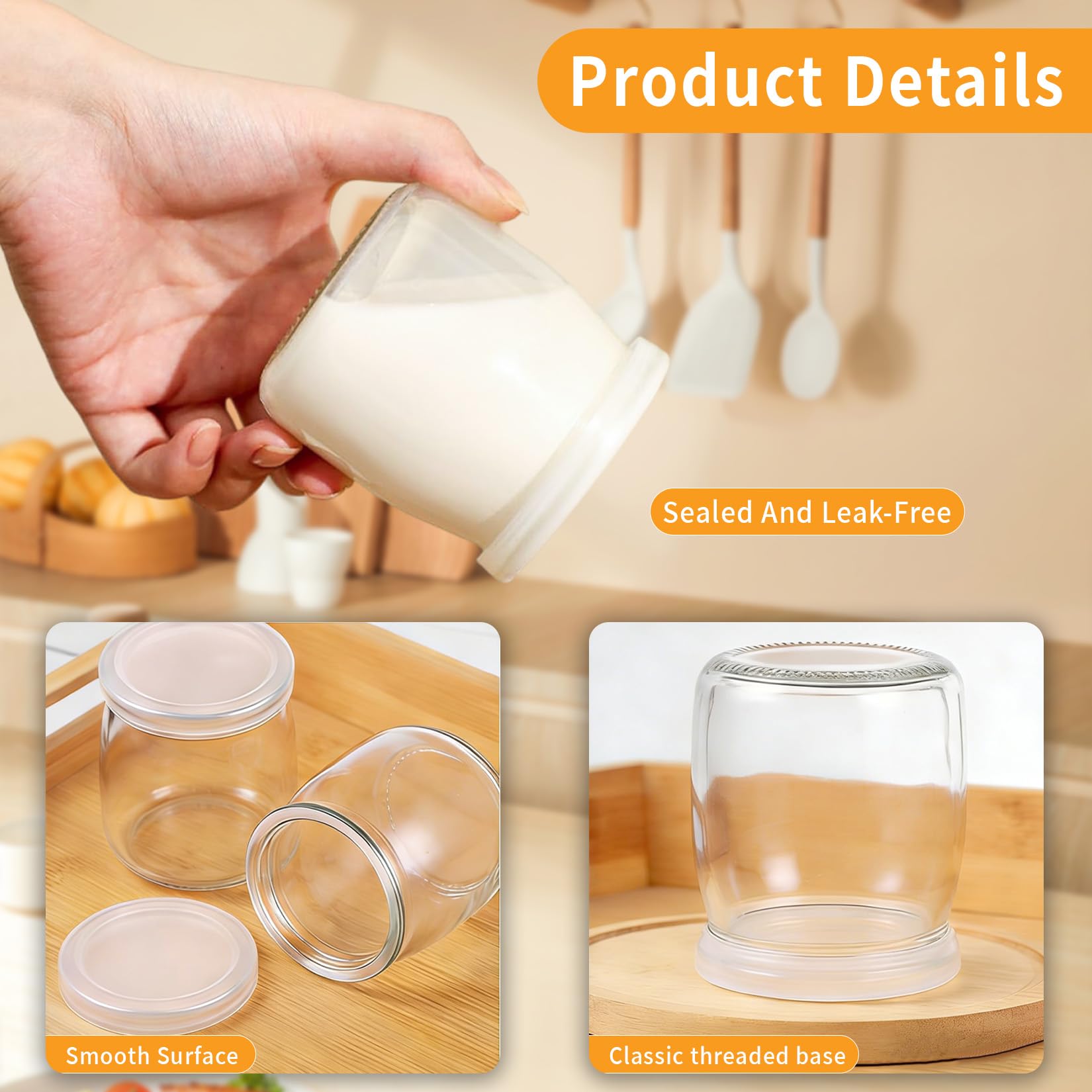12 Pz Vasetti per Yogurt con Coperchio, 200 ml Barattolo Vetro con Coperchio, Bicchieri da Yogurt Trasparenti, Bicchieri da Dessert in Vetro per dessert, marmellata, muesli, mousse