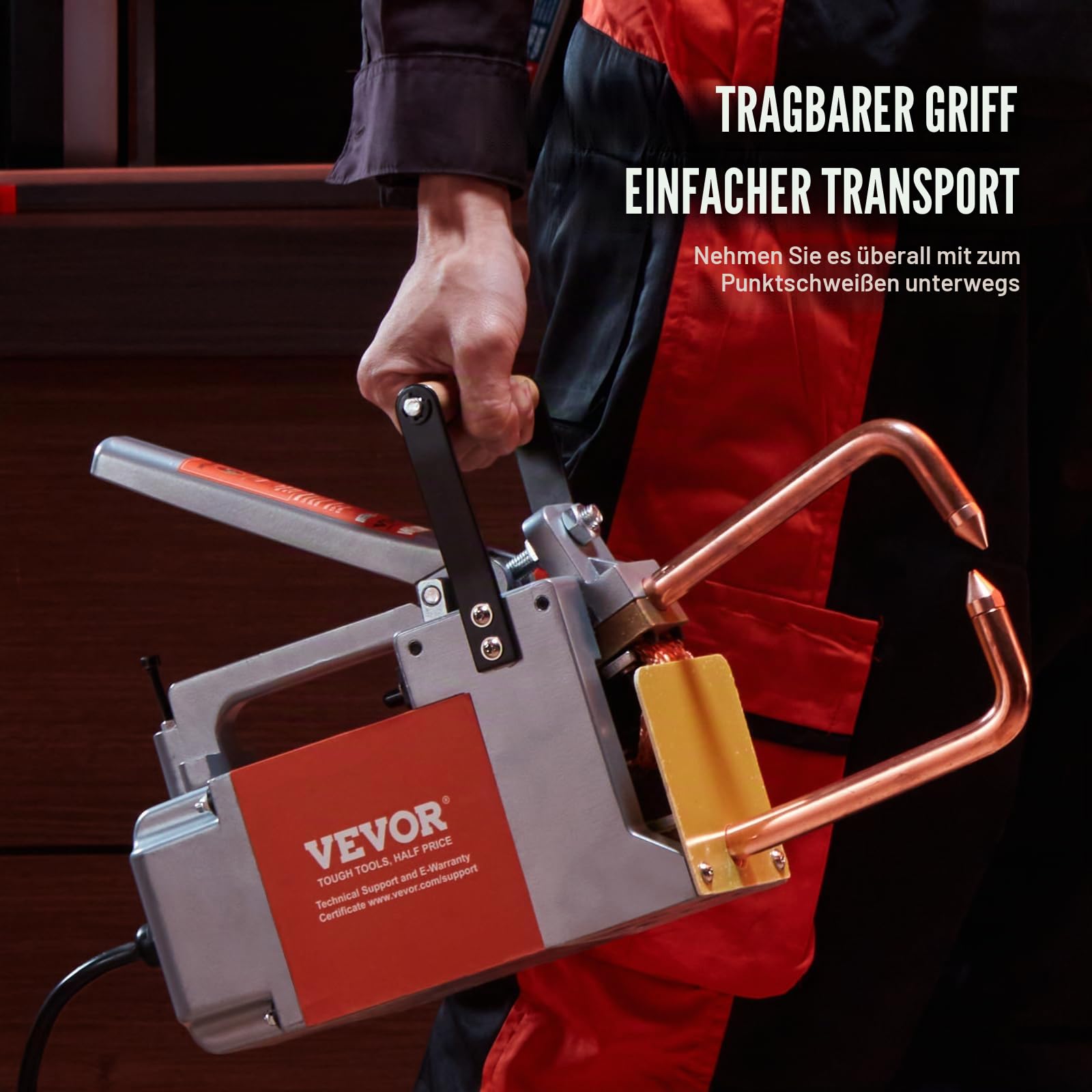 VEVOR Tragbares Punktschweißgerät, 1/8 Zoll dickes Punktschweißer mit 1,5 kVA Eingangskapazität, Schweißspitzenpistole, Metallblech-Punktschweißgerät für Kohlenstoffstahl, Edelstahl, Aluminiumblech