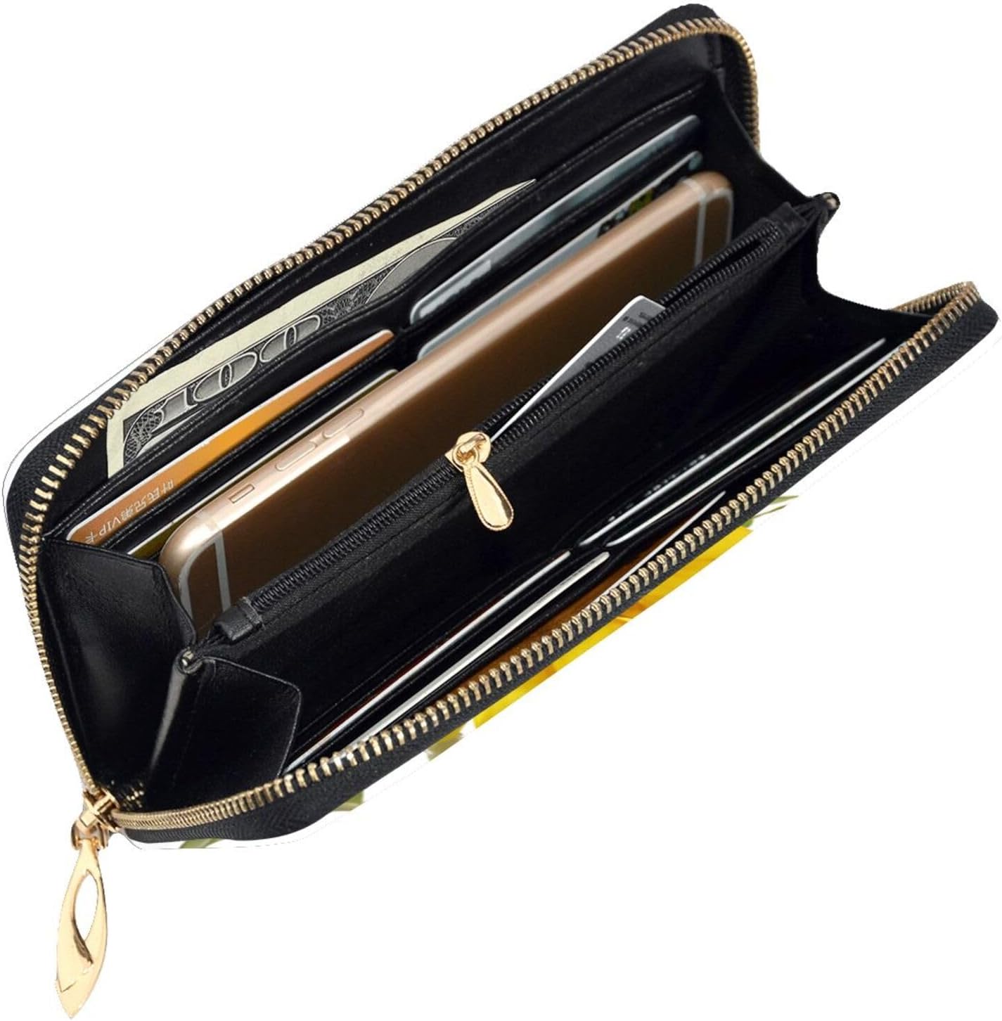 Stylish Sunflower Long Leather Wallet Purse With Zipper â€“ Coin Purse Clutch Bag, Credit Card Phone Wallet For Women And Men, Casual Travel Large Capacity