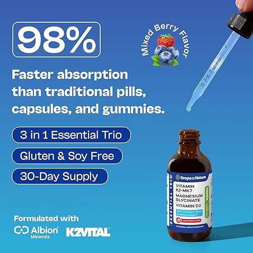 Miniatura 3 de Suplemento de glicinato de magnesio, vitamina K2 y D3, sin OMG, suplemento vitamínico VIT D MK7 K2 y mezcla de magnesio, con nutrientes para la