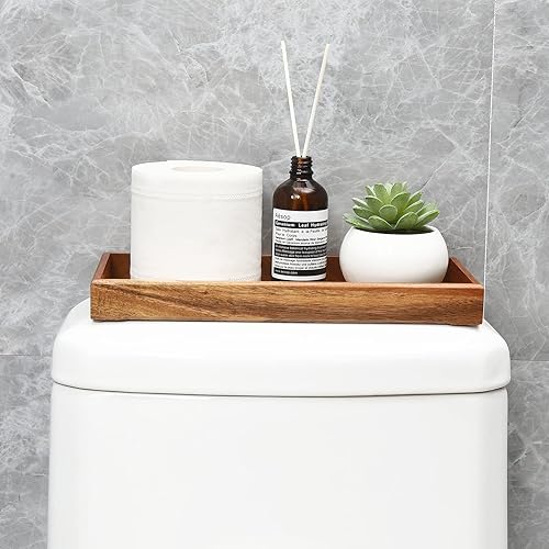 Miniatura 5 de Bandeja de tocador de madera rústica pequeña, rectangular, bandeja de baño rústica, organizador de baño, soporte para cosméticos para toallas de