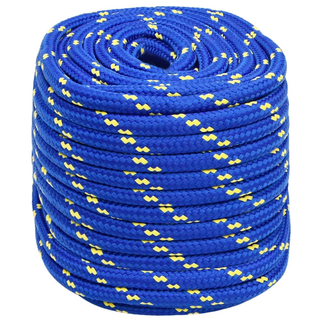 vidaXL Boat Rope Anchor Line Braided Cord UV Resistant Ship Marine Yacht Coil Rope Abrasion Resistant for Sailing Blue 18 mm 100 m Polypropylene