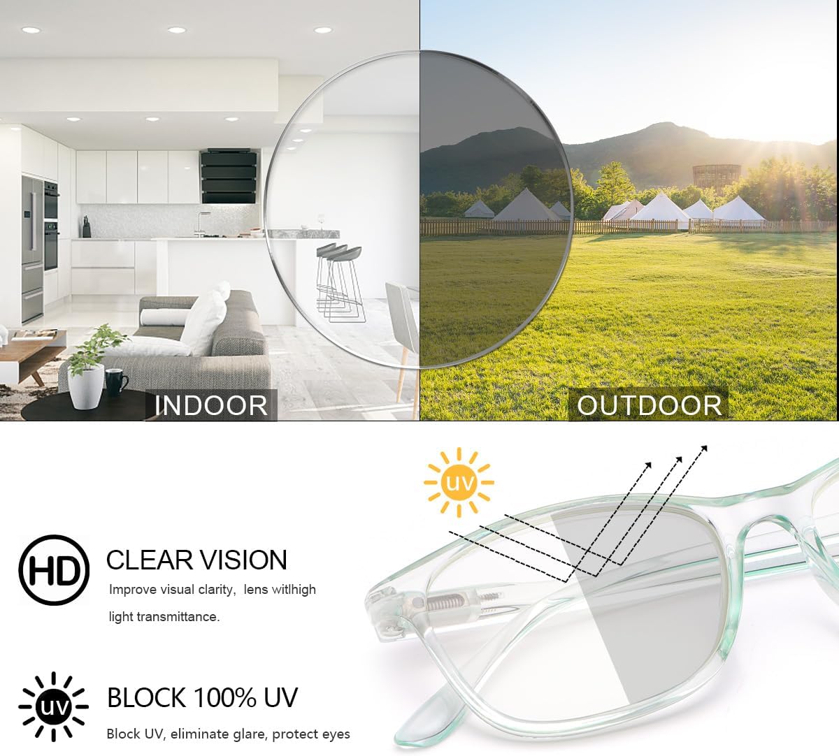 Transition Photochromic Nearsighted Distance Glasses For Men Women Spring Hinge Myopia Shortsighted Anit UV Sunglasses