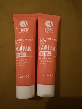 Tiger Moon Multipurpose Balm with Paw Paw for Lip, Skin, Hands, Cuticles & Nails, 25ml Original x2