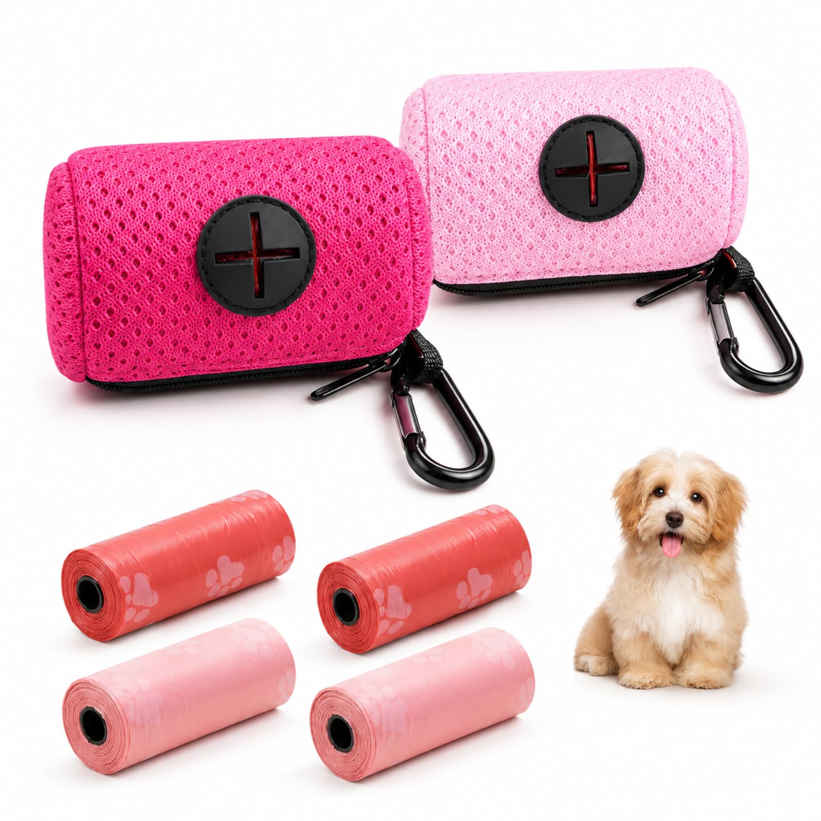 6Pcs Poo Bag Holder Set, Dog Poop Bag Holder, Poo Bag Dispenser for Dogs Lead, Compact Pet Waste Bag Dispenser for Outdoor Walking