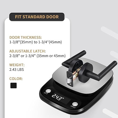 Miniatura 3 de Manija de puerta de paso sin cerradura, manija de puerta sin bloqueo de diseño redondo negro mate, manija de puerta de pasillo interior resistente