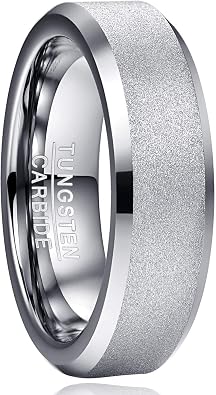 TUNGSTORY Tungsten Rings for Men Women, 4mm/6mm/8mm Silver Sandblasted Wedding Band Comfort Fit Size 5-12