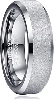 4mm 6mm 8mm Tungsten Carbide Rings Silver Sandblasted Finish Wedding Band for Men Women Comfort Fit Size 5-12