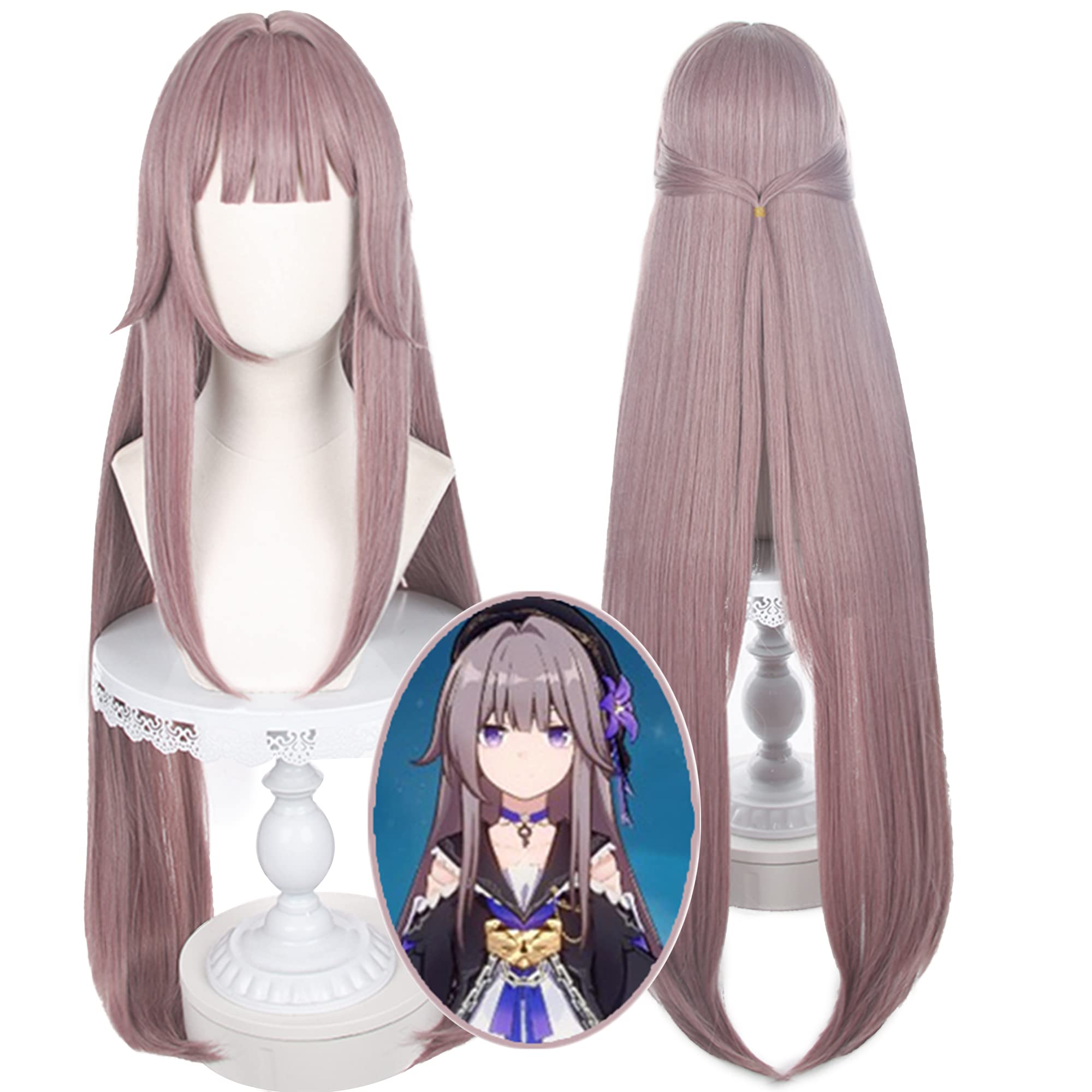 Brown Long Straight Cosplay Wig Heat Resistant Synthetic Costume Hair for Adult Women Halloween Comic Con Cos Anime Party Replacement Wigs