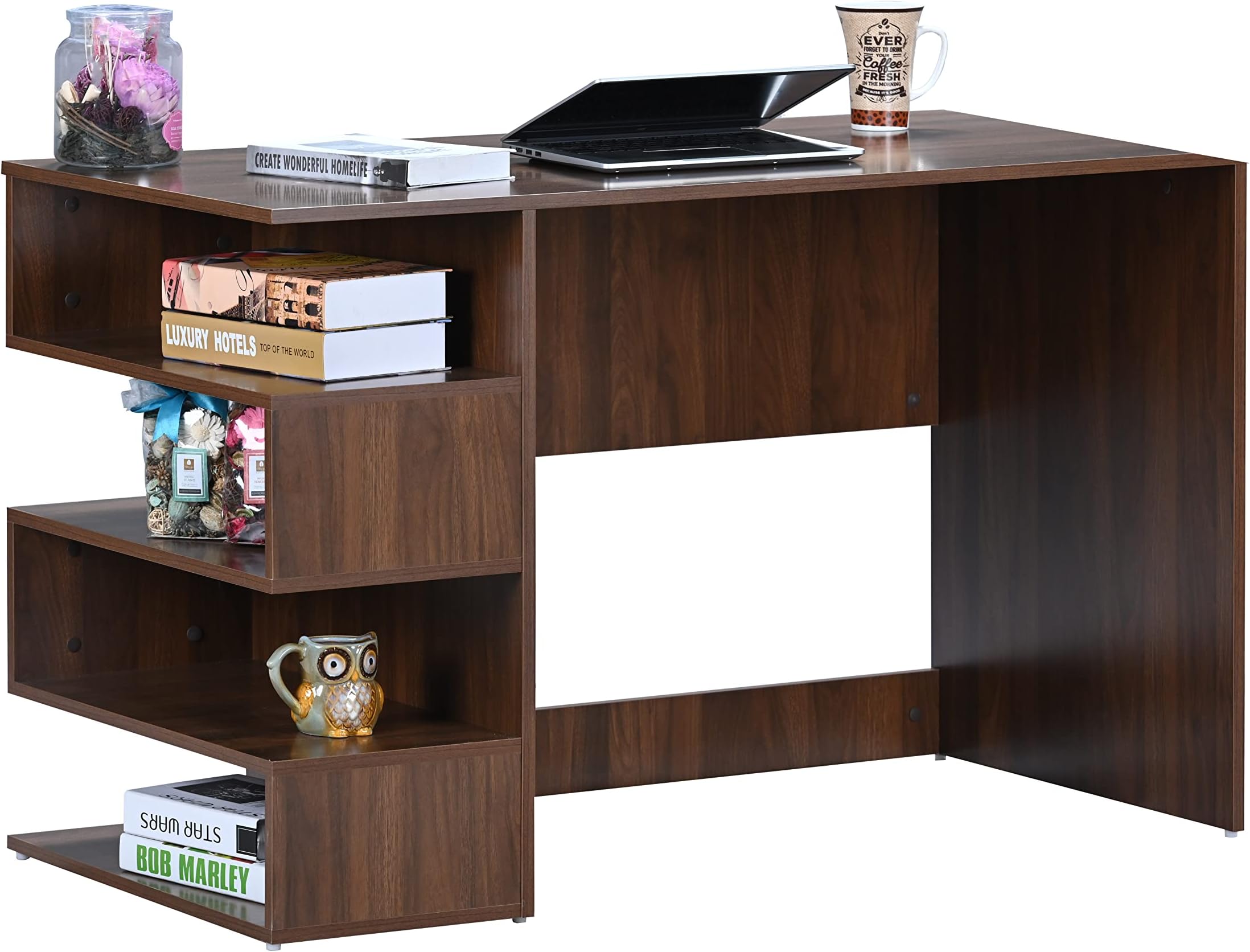 DeckUp Athena Engineered Wood Study & Computer Table and Office Desk (Walnut, Matte Finish)