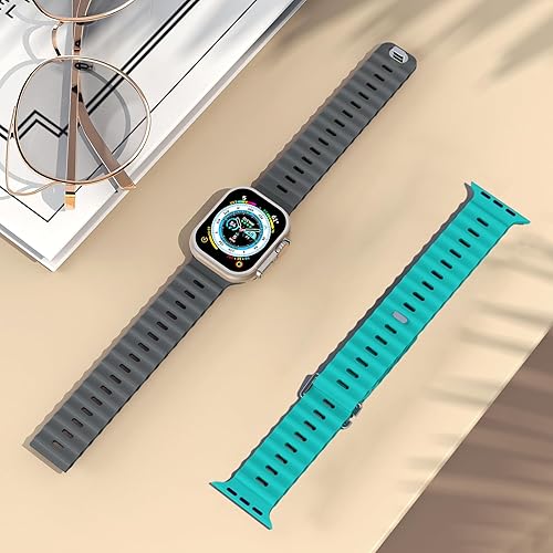 Miniatura 8 de Paquete de 2 correas deportivas oceánicas compatibles con Apple Watch Band Ultra 2Ultra SE Series 987654321, correas de silicona para iWatch de