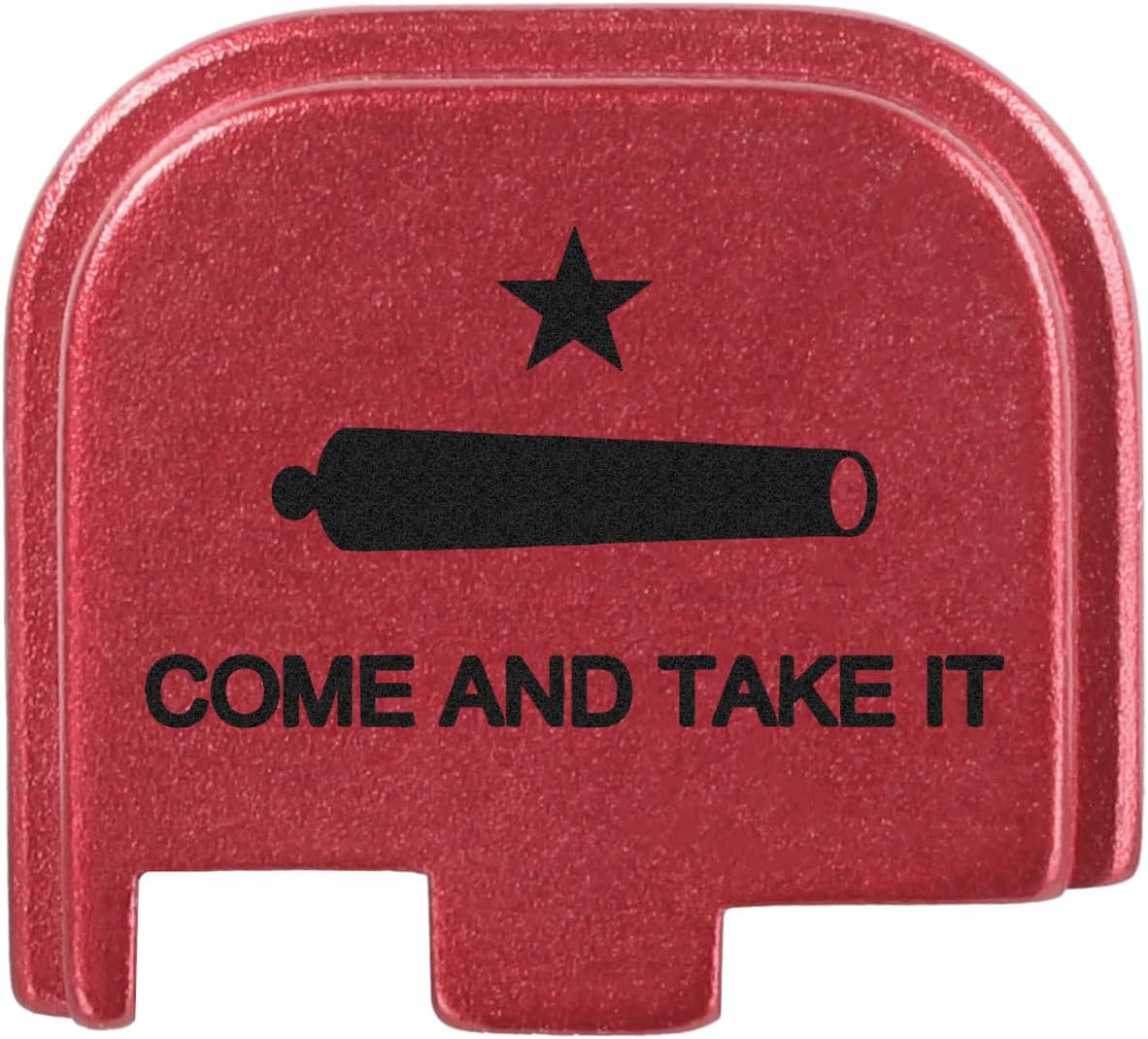 NDZ Performance Slide Cover Back Plate for Glock 43 43X 48 & PSA Dagger Micro – Aluminum Upgrade with Black Engraving – Come and Take It Cannon – Red