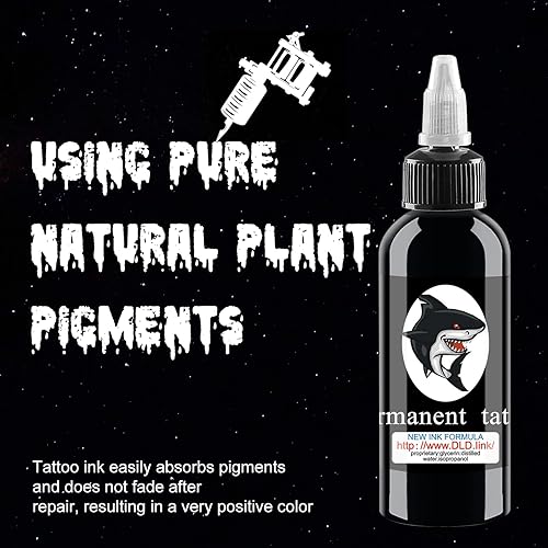 Miniatura 2 de 1 botella de tinta de tatuaje de 4.1 fl oz  Tinta de tatuaje opaca  Tinta negra oscura y negrita pigmentos de sombra negra  Tinta de tatuaje