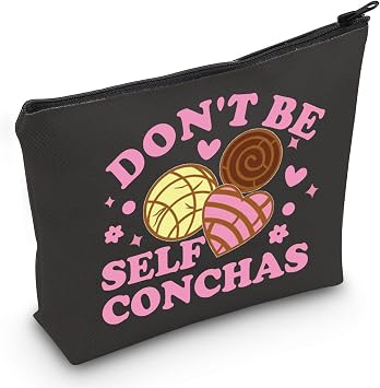 JXGZSO Funny Concha Cosmetic Bag Dont Be Self Conchas Makeup Zipper Bag Mexican Bread Lovers Gift Sweet Food Lovers Gift Self Conchas Bag