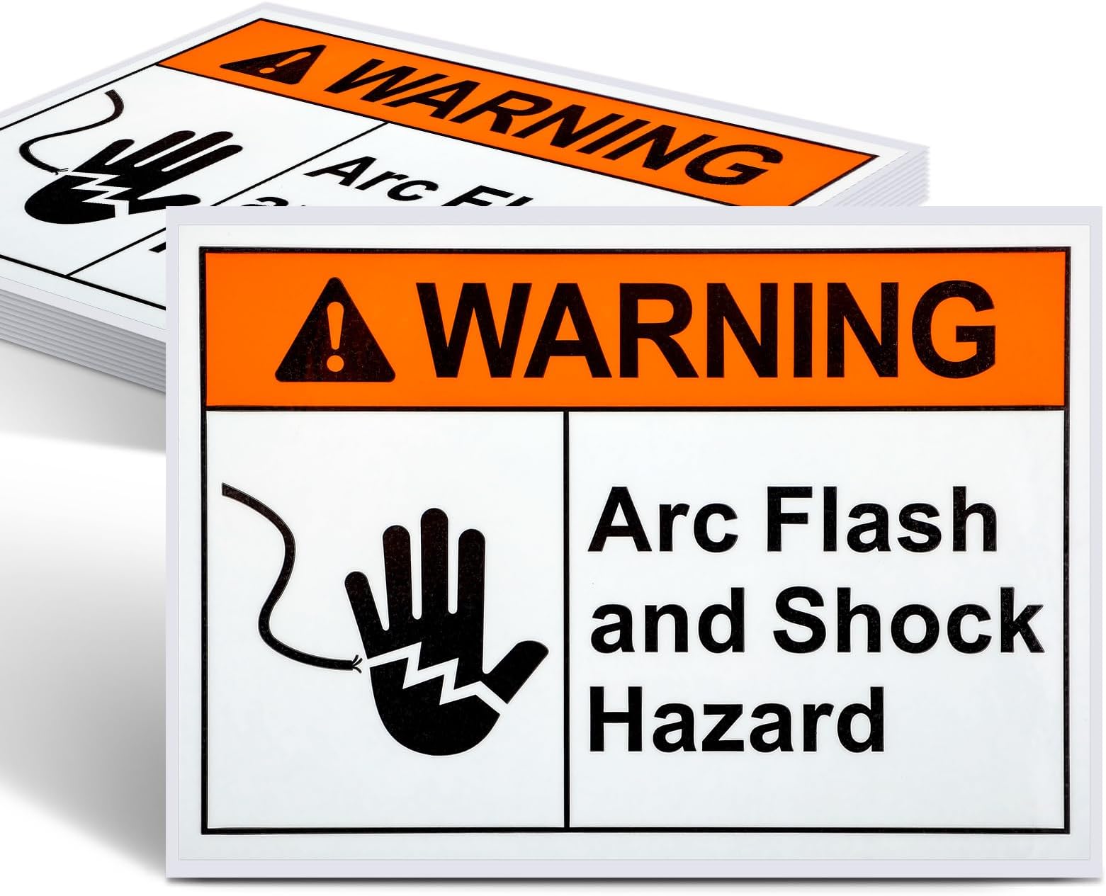 10 Pack Warning Arc Flash and Shock Hazard Label Decal - 5 x 3.5 In Vinyl Labels Sign for Electrical